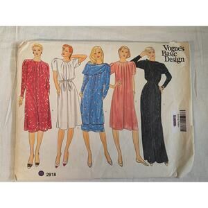 80s Vogue 2918 Sewing Pattern Vintage Dress Size 20 22
